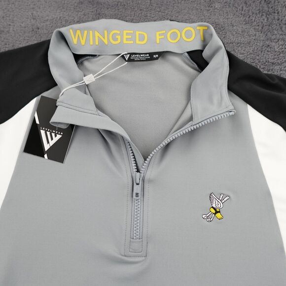 Winged Foot Golf Club Sweater Men Medium Gray Insight 1/4 Zip Pullover Levelwear
